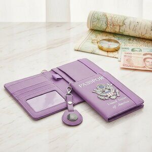 Passport Holder with Airtag,Passport-Wallet-Holder for Women, RFID